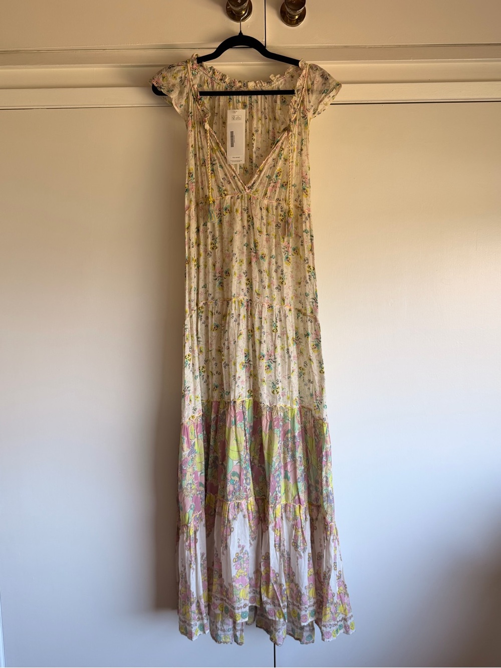 Anjuna Collection Cotton Pastel Floral Maxi Dress Size Large